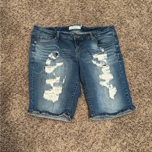 Torrid Blue Distressed Jean Shorts